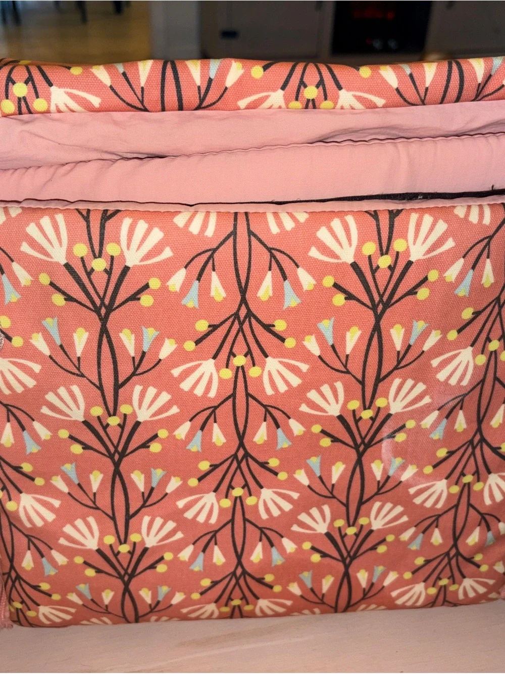 Petunia Pickle Bottom Coral Floral Baby Bag with Champagne Strap